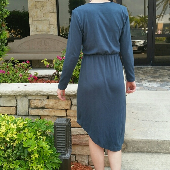 *Wrap Layered Front Green Draped Dress* - Picture 4 of 7